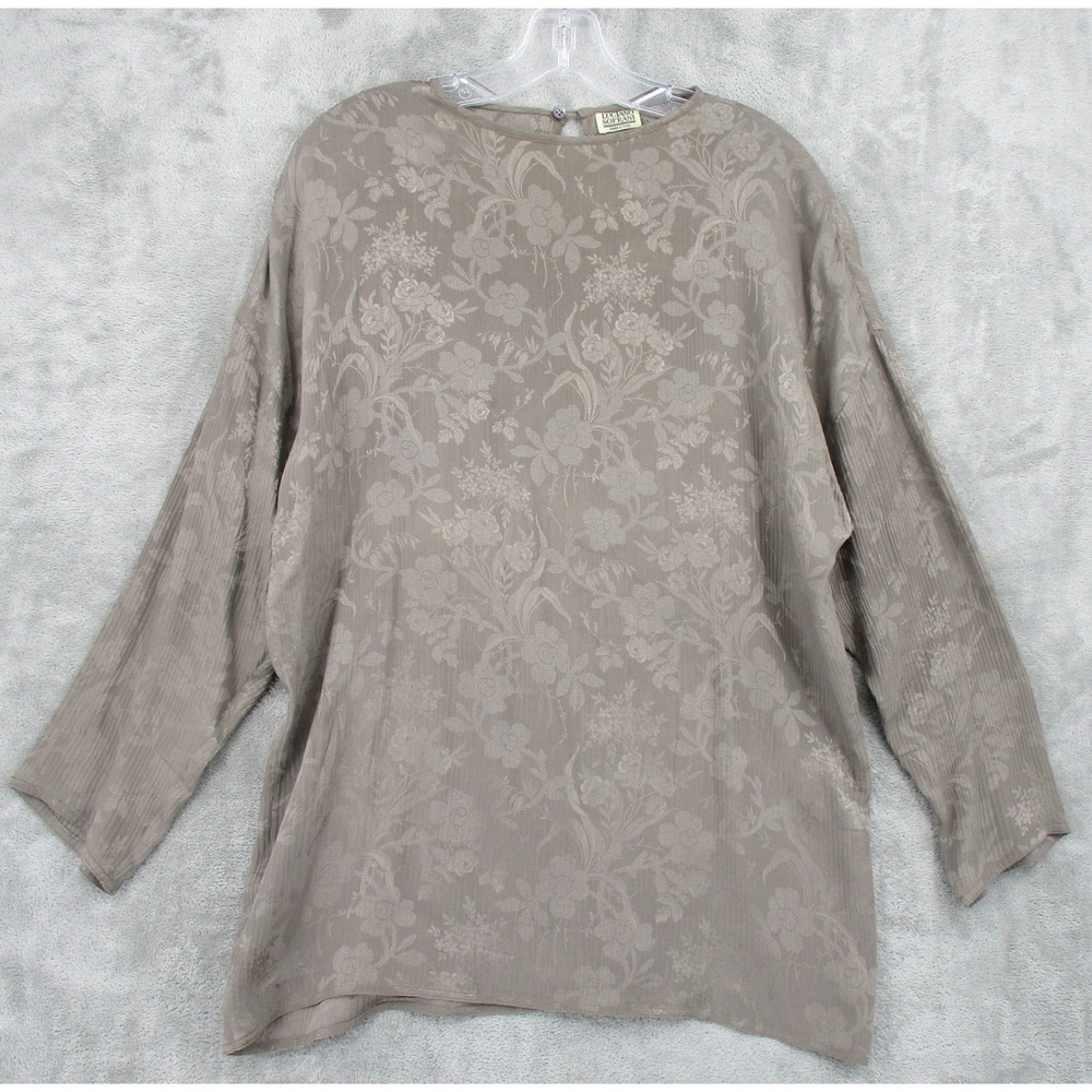Luciano Soprani‎  Blouse Womens 8 Floral Silk Tunic Italy Button Romantic Brown